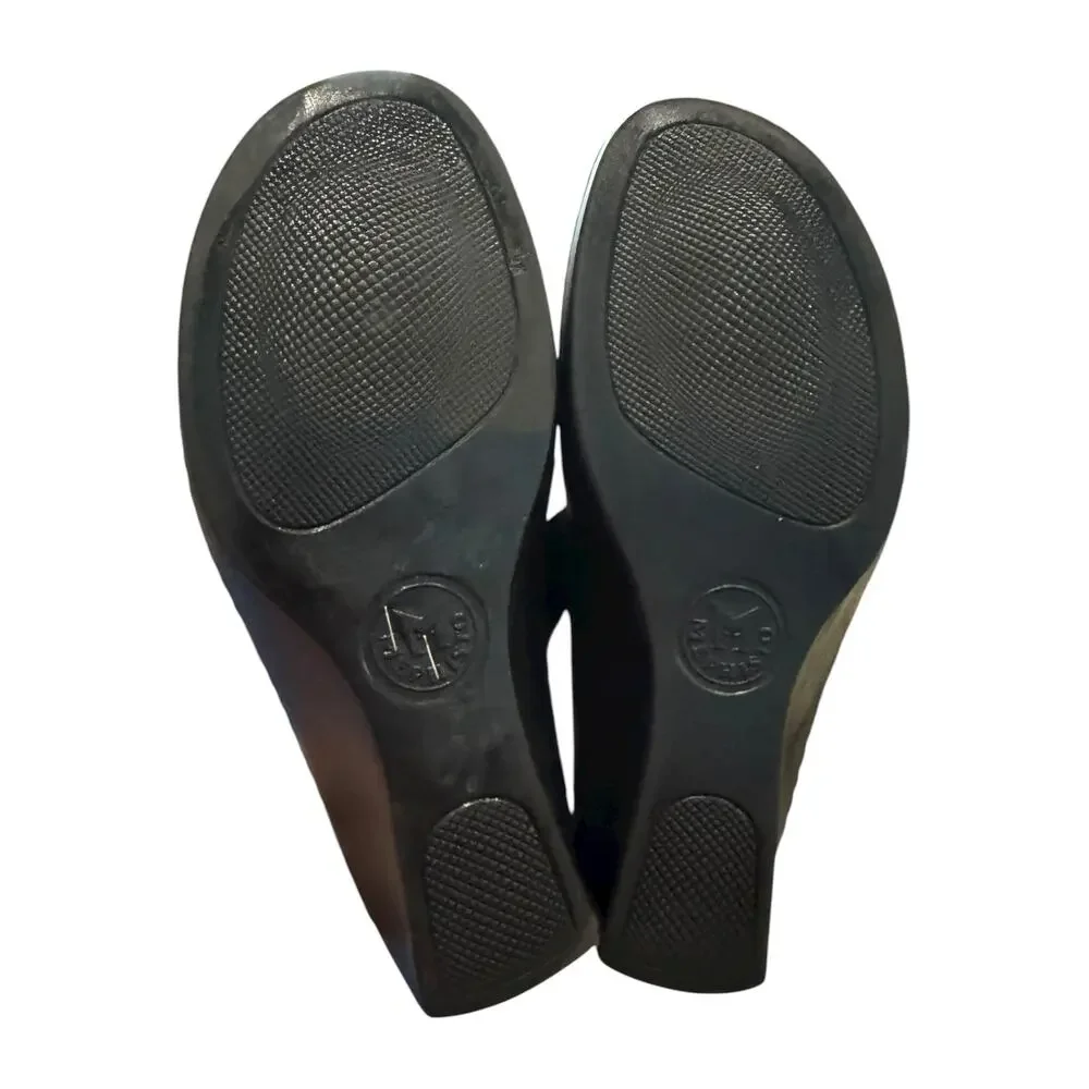 Mephisto Mobils Ulda Black Patent Croc Leather Slide Sandals EU 41 US 10-10.5